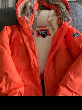 Lands' End Orange Expedition parka with a faux fur hood. Child’s XL (18-20)